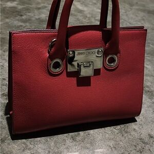 Jimmy Choo Scarlet Satchel with Silver Accents